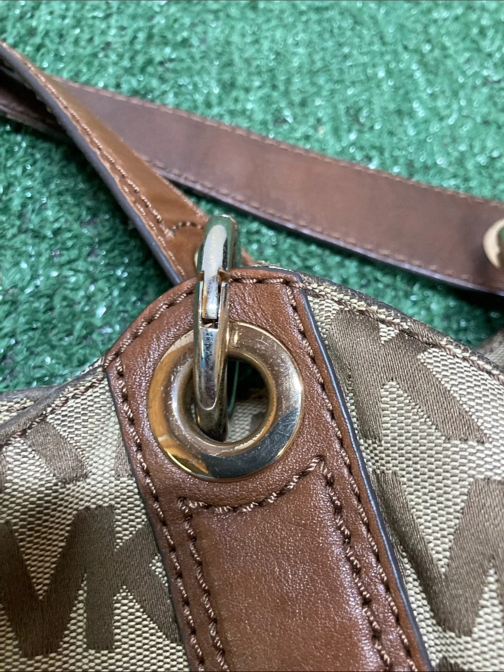 Michael Kors Brown & Beige MK Logo Shoulder Bag (OKPM-09-041)